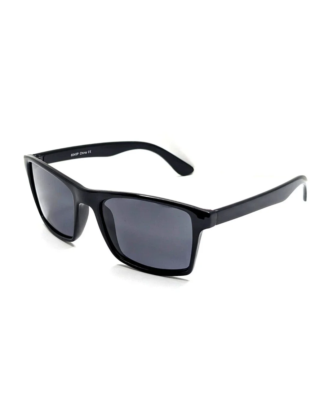 6045P Dark Gray Polarized Lens Black Rectangular Frame Men’s Sunglasses